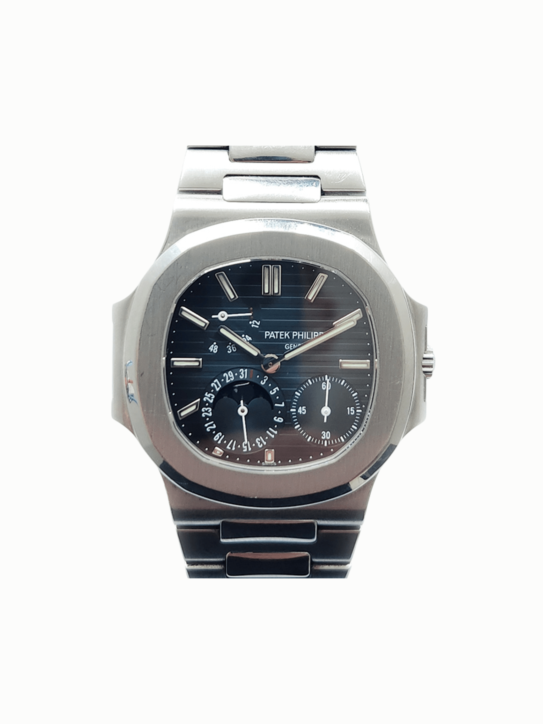 Patek Philippe Nautilus Moon Phase Stainless Steel Blue Stick Dial 3712/1A-001