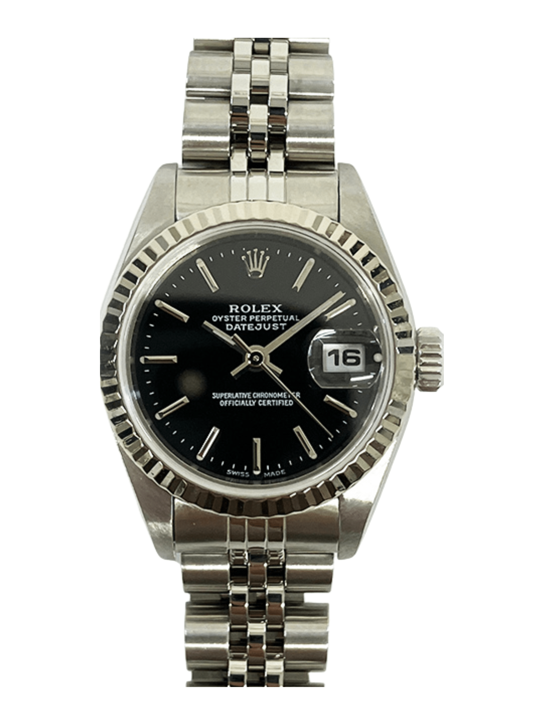 Rolex Lady-Datejust Stainless Steel Black Dial 79174 Bracelet