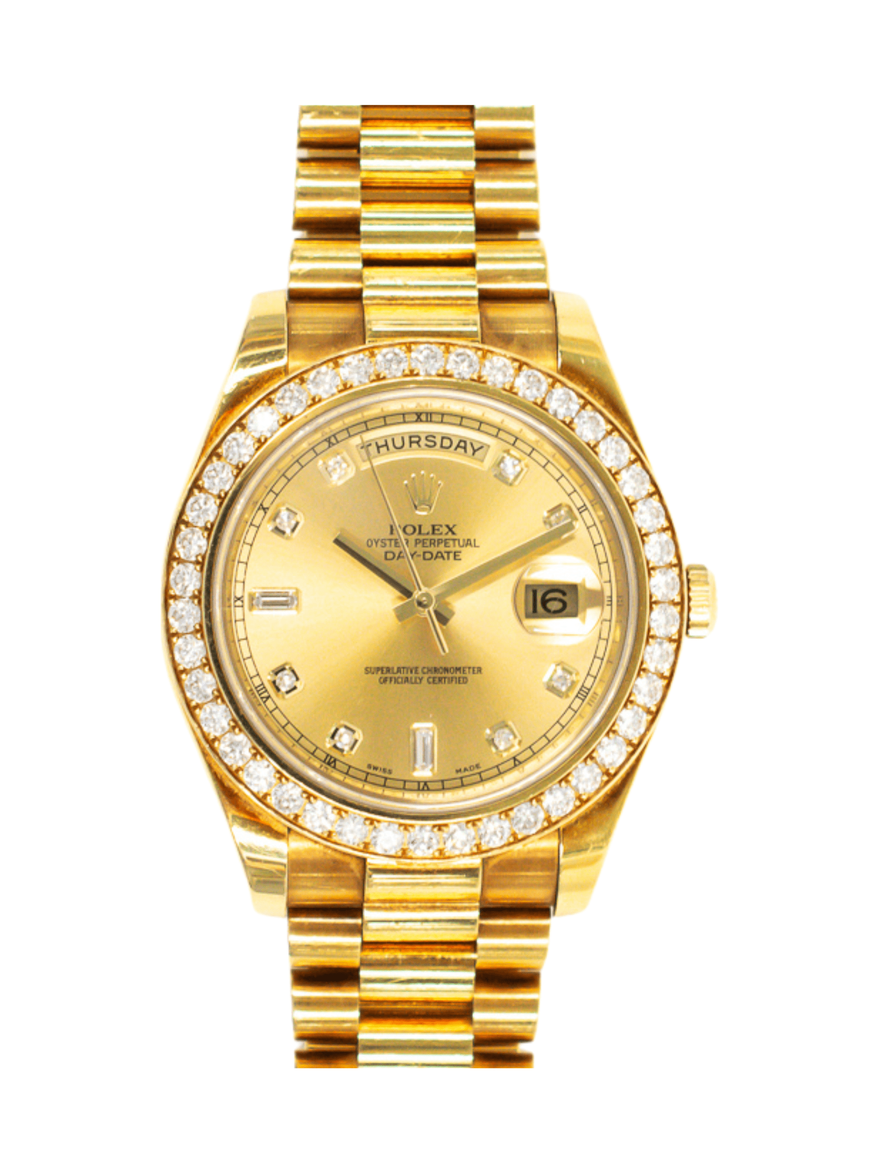 Rolex Day-Date II 41mm Champagne Diamond Dial 218348A Bracelet