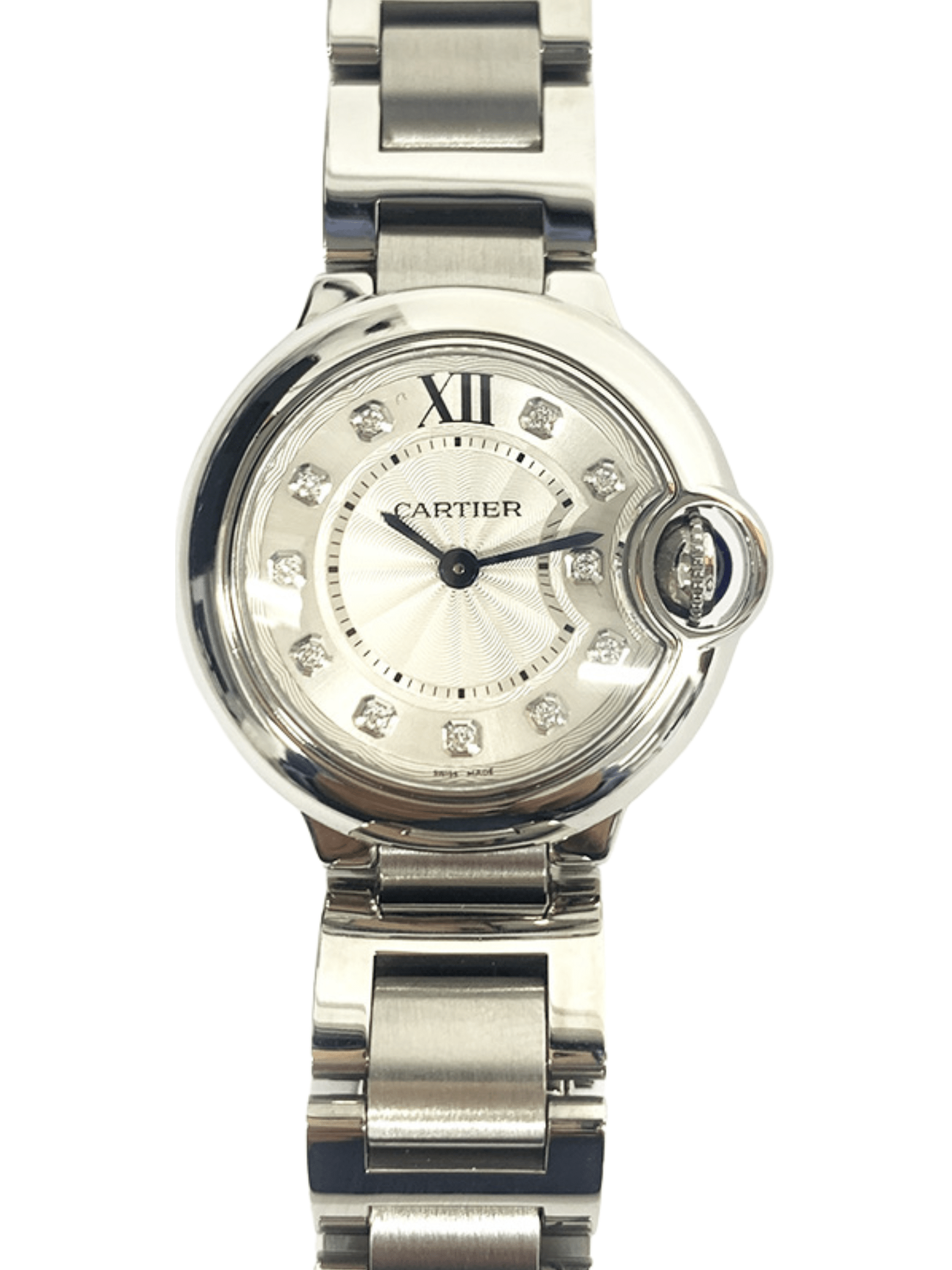 Cartier Ballon Bleu 28mm Steel Silver Diamond Dial WE902073 Bracelet