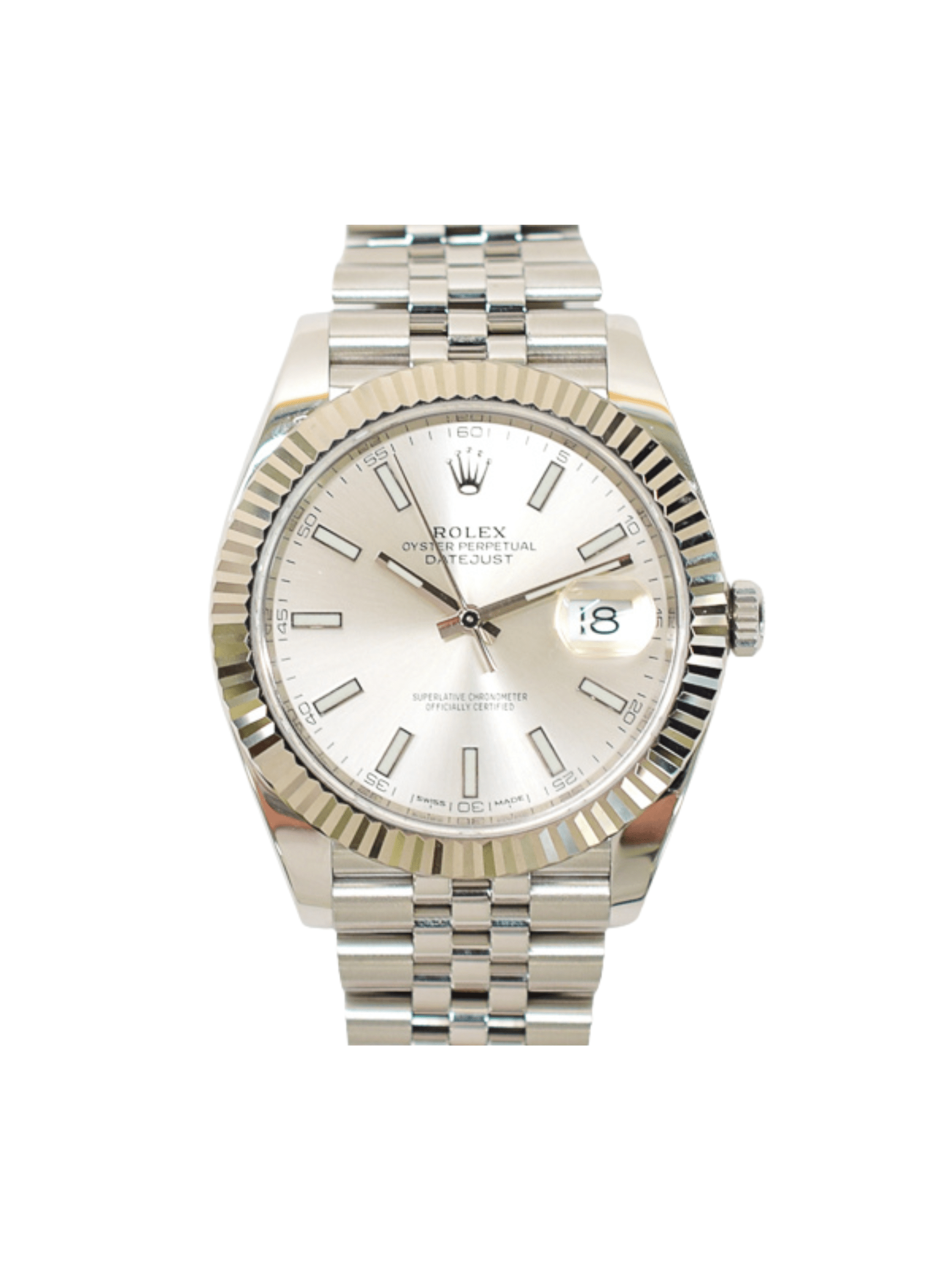 Rolex Datejust 41 White Gold and Steel Silver Stick Dial 126334