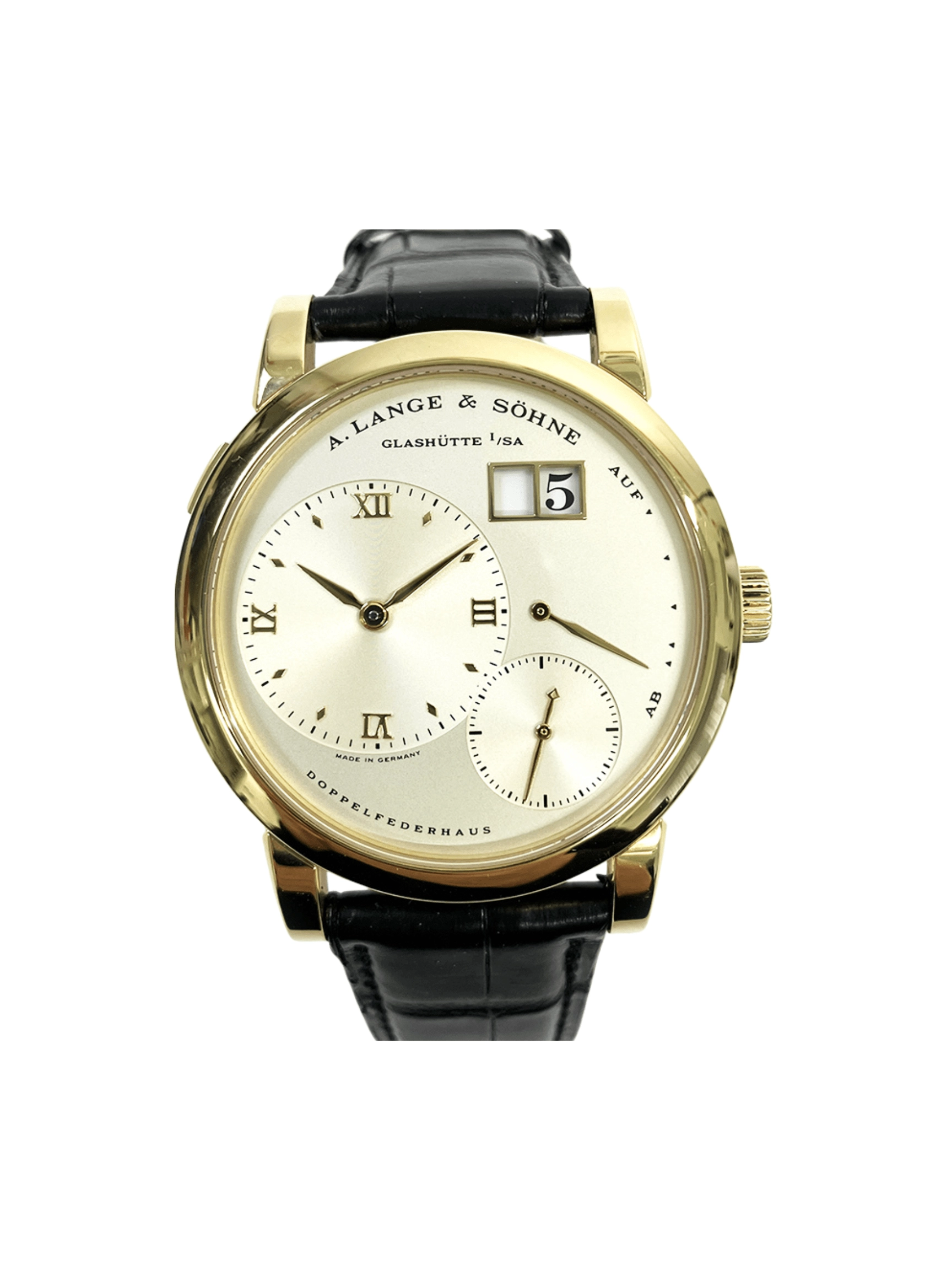 A. Lange & Söhne Lange 1 Yellow Gold Silver Dial 101.021 Bracelet