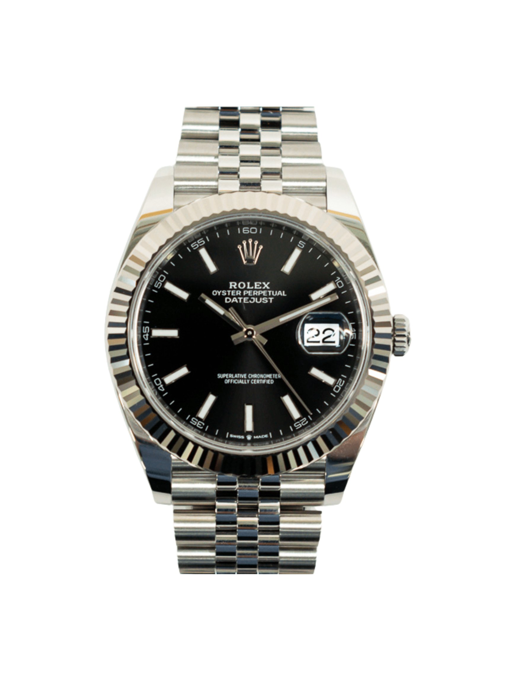 Rolex Datejust 41 Stainless Steel and White Gold Black Stick Dial 126334