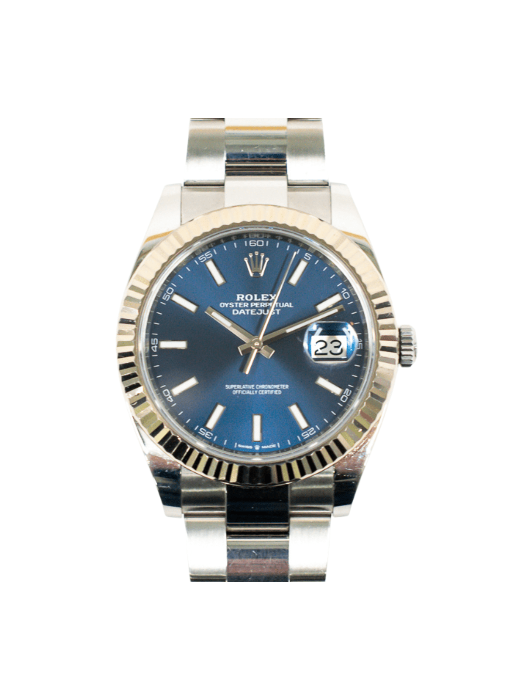 Rolex Datejust 41 White Gold and Steel Blue Stick Dial 126334
