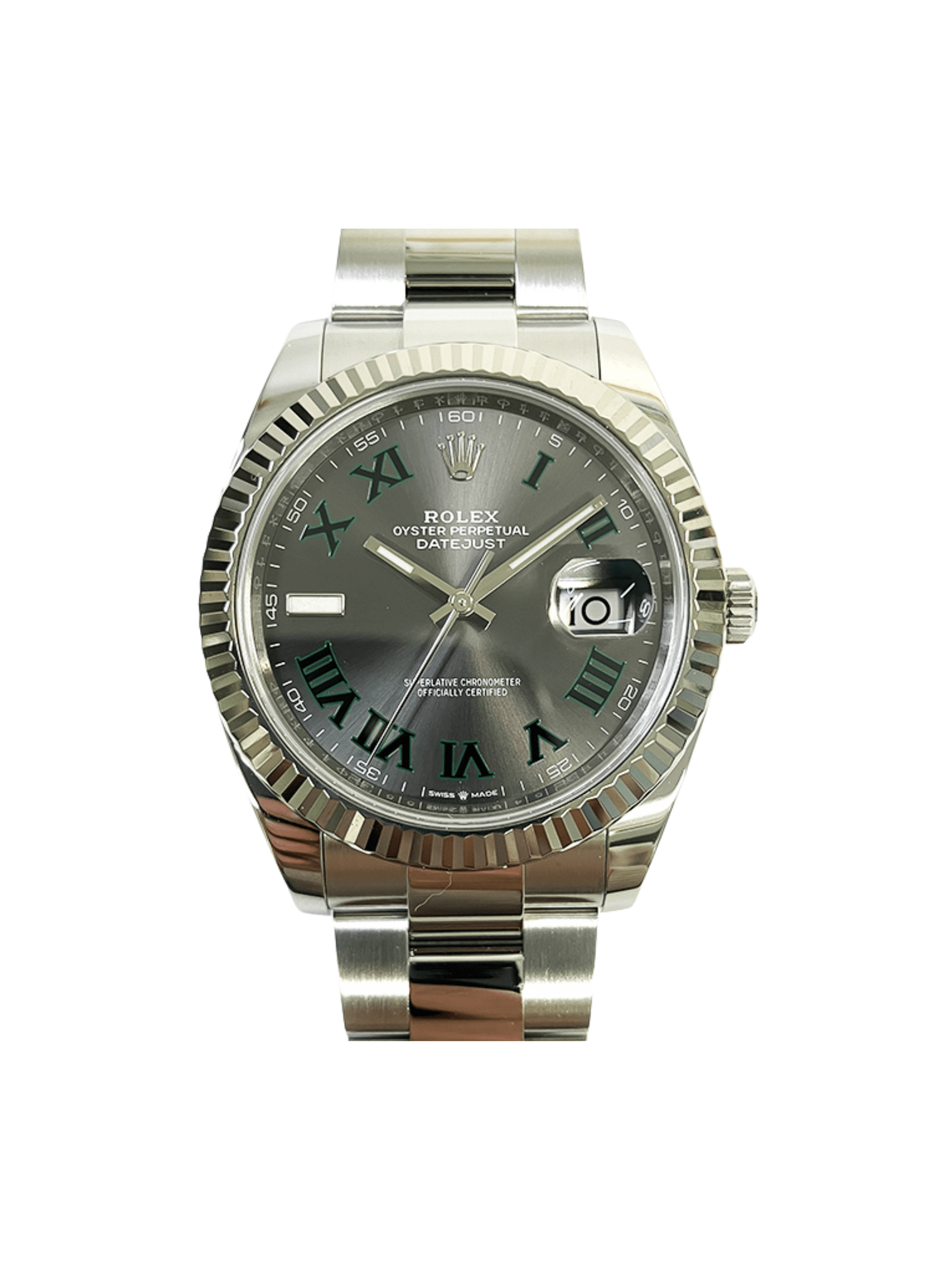 Rolex Datejust 41 White Gold and Steel "Wimbledon" Roman Dial 126334