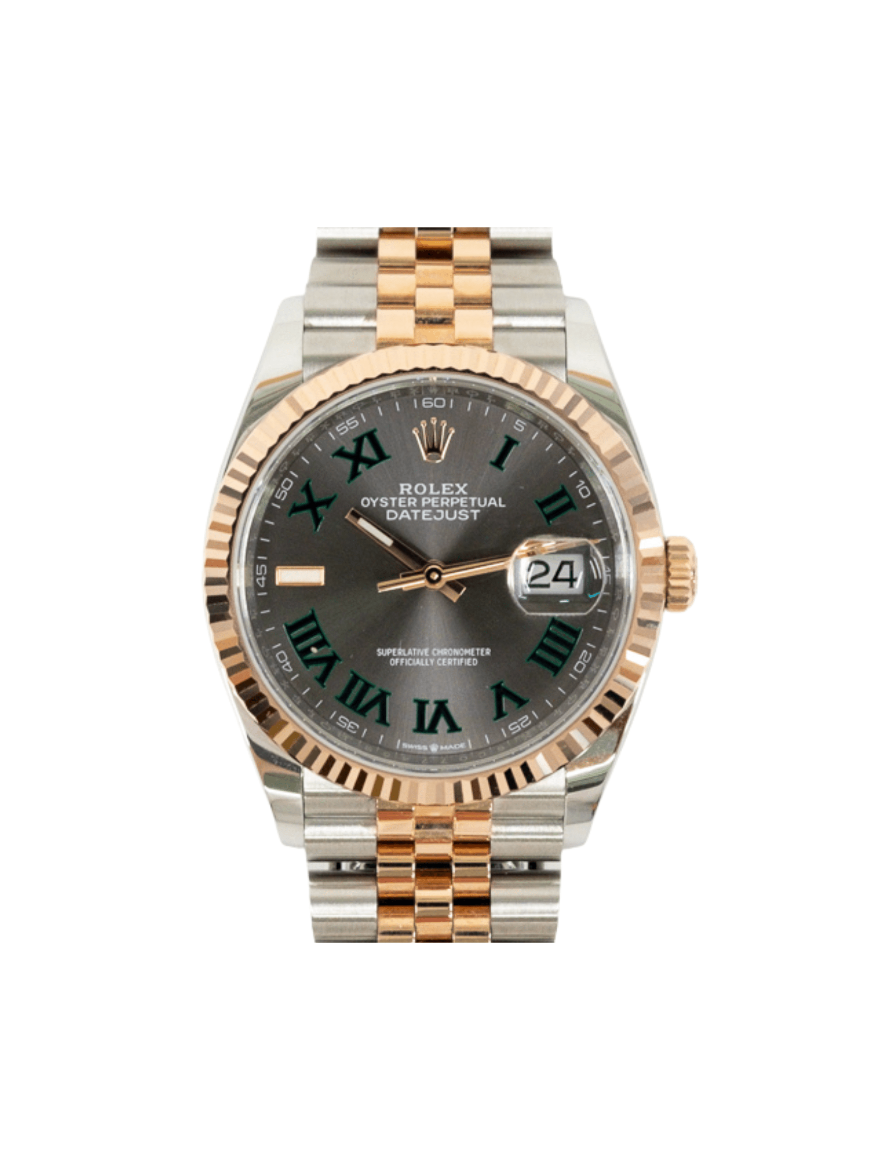 Rolex Datejust 36 Rose Gold and Steel "Wimbledon" Roman Dial 126231