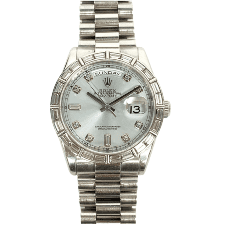 Rolex Day-Date 36 Platinum Ice Blue Diamond Dial 118366